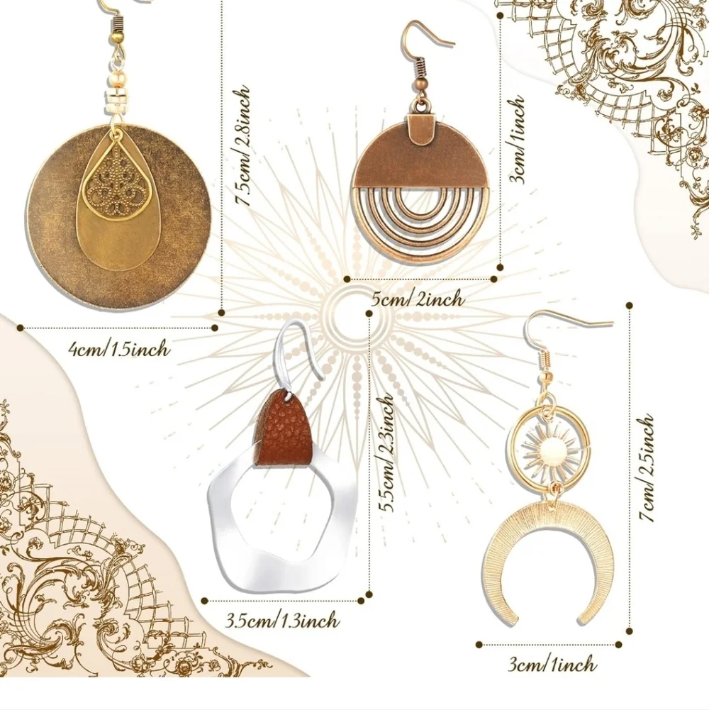 Elegant Gold and Brown Earrings Set